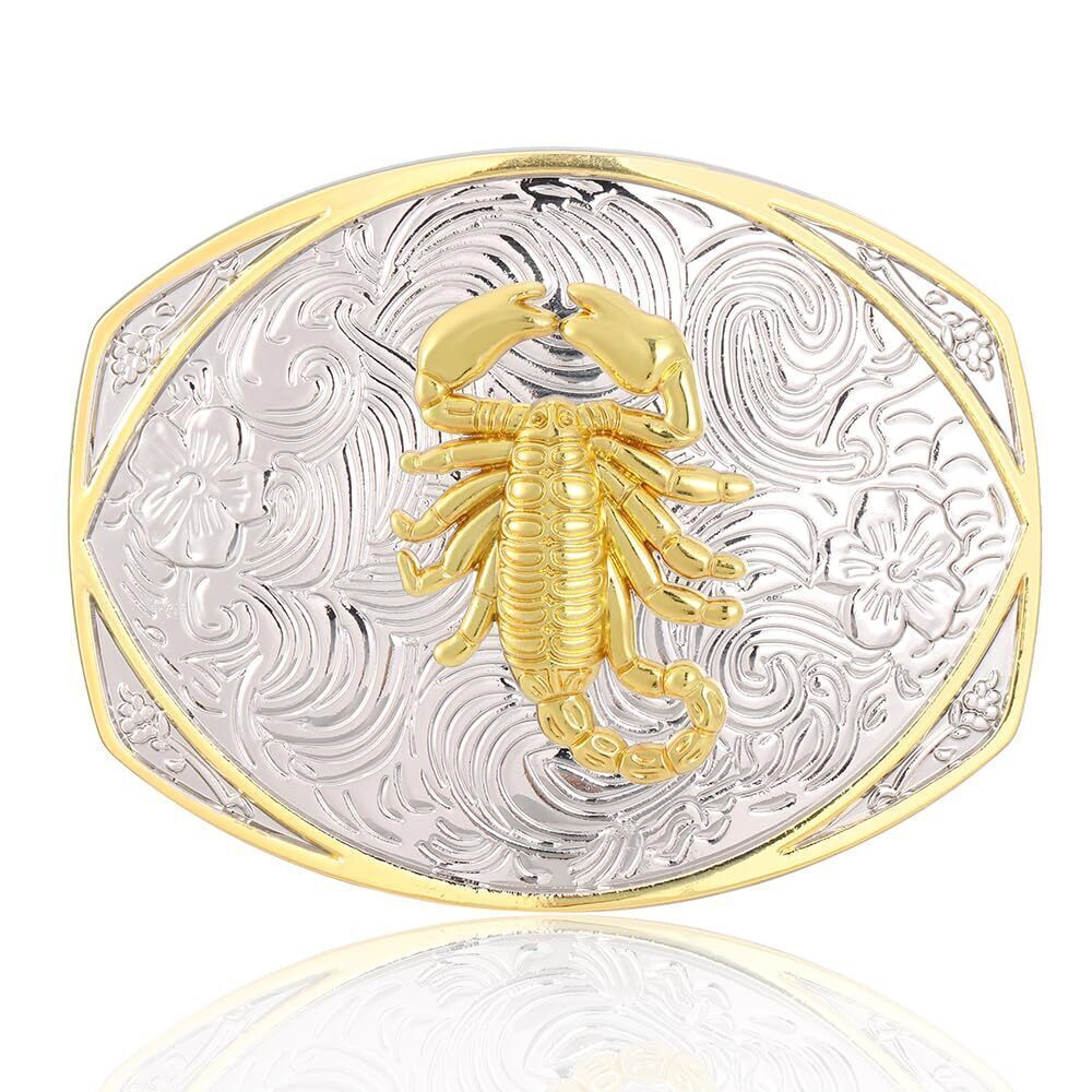 6343 Cowboy Belt Buckles , Western Rodeo Scorpion Cross Prayer Bull Gold